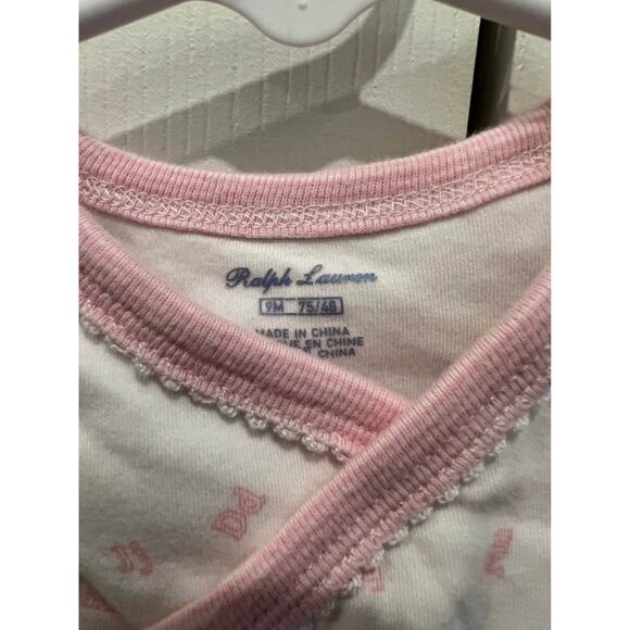Ralph lauren girls footed kimono style outift white with pink alphabet size 9 mo - Picture 5 of 6
